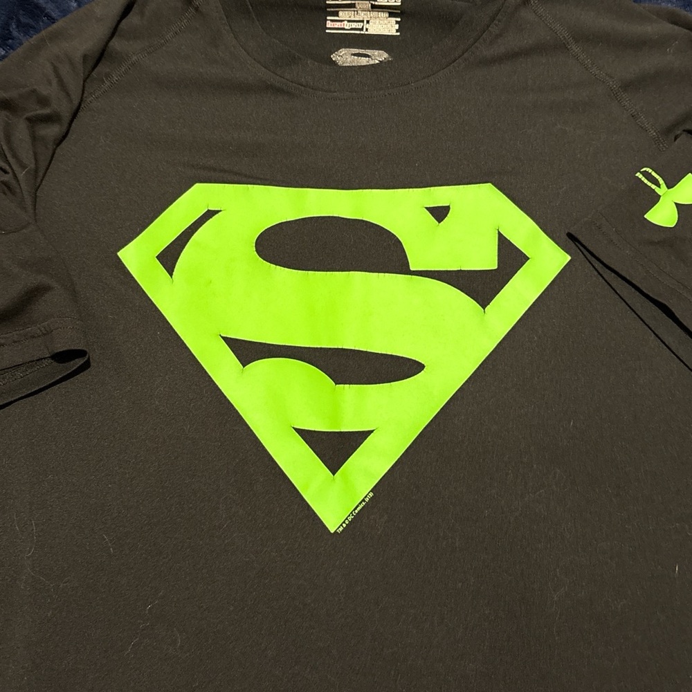 Under Armour Men's Black Shirt with Neon Green Logo